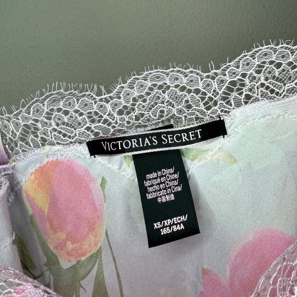 Victorias Secret Floral Print Lace Spaghetti Strap Flowy Tank Top Purple Pink - Picture 5 of 6
